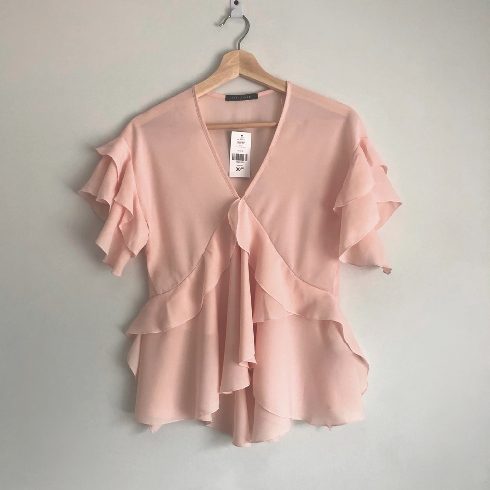 Flowy Butterfly Ruffle Chiffon Blouse - Picture 2 of 4